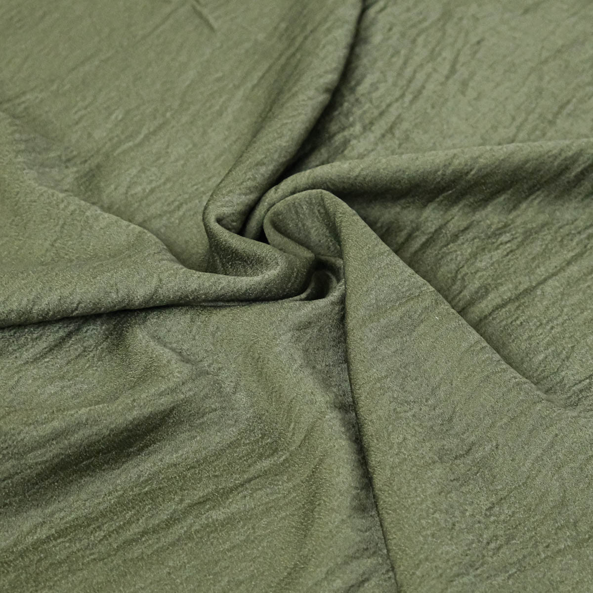 Solid Textured Khaki Satin Crepe Fabric - Maison Klem